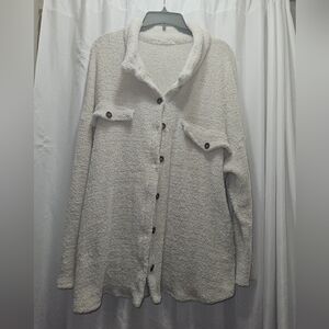 Bucketlist Off White Button Down Soft Cozy Jacket With Pockets!